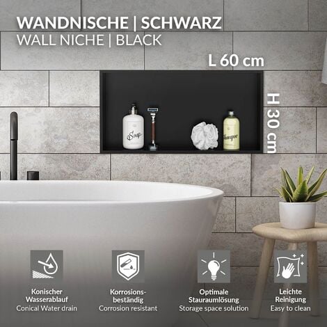 Nicho De Ducha Acero Inoxidable Con Luz LED - Estante Empotrado 70x28x12.5 Cm Para Baño