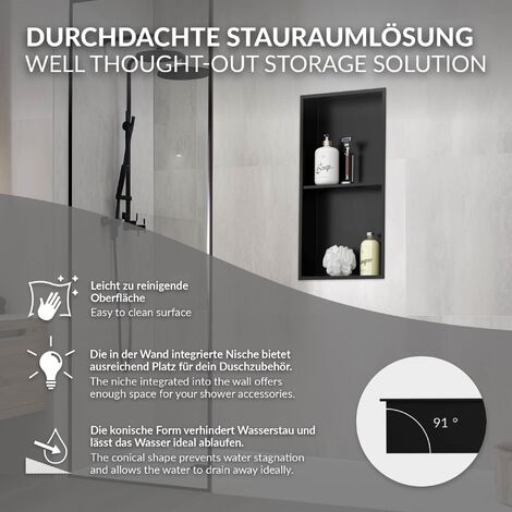 Nicho de pared Nicho de ducha 2 niveles Estante de ducha de acero inoxidable  Pla