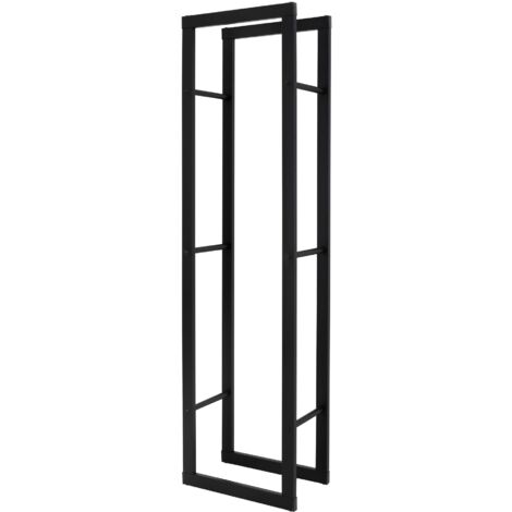 ML-Design Estanteria Metálica para Leña 40 x 150 x 25 cm Soporte Organizador de Madera para Interior o Exterior, Leñero Negro Moderno junto a Chimenea/Fogata Estructura de Acero para Apilar Troncos (1/5)