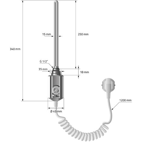 ECD Germany Termostato Regulador de Temperatura para Radiadores de Bano 300 W Barra Calefactora Electrico 1