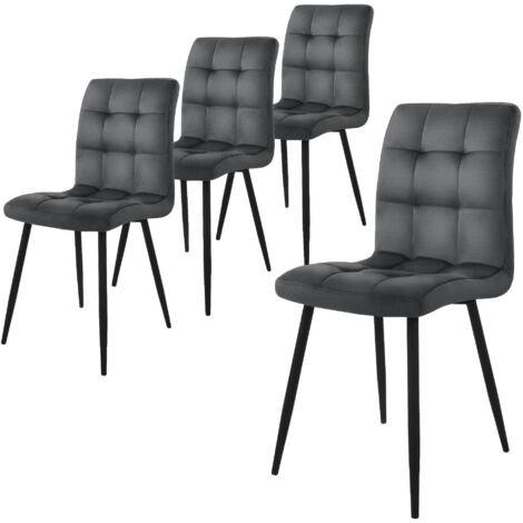 ML-Design Set de 4x Sillas de Comedor con Respaldo Asiento Ergonómico Acolchado Tapizado de Terciopelo Antracita con Patas de Metal Sillón de Diseño Moderno para Mesa de Salón, Escritorio o Cocina (1/5)