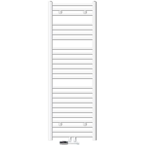 ECD Germany Radiador de baño Conexión Central 500 x 1500 mm Blanco Recto con Termostato y Juego de Conexión Esquina Pared Blanco Radiador Calefacción Calentador Secador de Toallas (1/5)