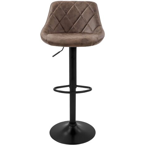 ML-Design Juego de 6x Taburetes de Bar Tapizados en Piel Sintética PU Marrón Sillas con Respaldo Ergonómico y Reposapiés Asiento Cómodo de Mostrador Regulable en Altura 63-83cm y Giratorio 360°