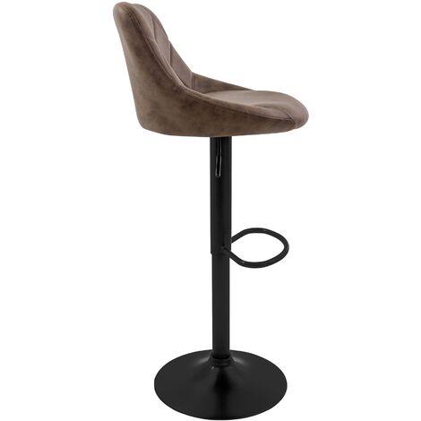 ML-Design Juego de 6x Taburetes de Bar Tapizados en Piel Sintética PU Marrón Sillas con Respaldo Ergonómico y Reposapiés Asiento Cómodo de Mostrador Regulable en Altura 63-83cm y Giratorio 360°