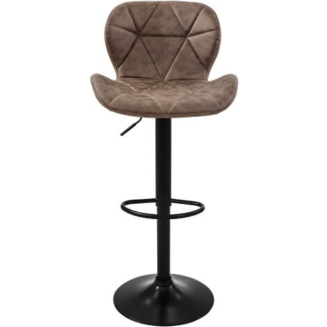 ML-Design Juego de 6x Taburetes de Bar Tapizados en Piel Sintética PU Marrón Sillas con Respaldo Ergonómico y Reposapiés Asiento Cómodo de Mostrador Regulable en Altura y Giratorio 360°