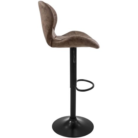 ML-Design Juego de 6x Taburetes de Bar Tapizados en Piel Sintética PU Marrón Sillas con Respaldo Ergonómico y Reposapiés Asiento Cómodo de Mostrador Regulable en Altura y Giratorio 360°