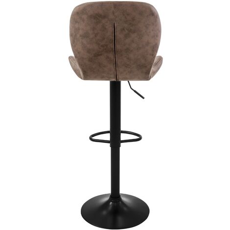 ML-Design Juego de 6x Taburetes de Bar Tapizados en Piel Sintética PU Marrón Sillas con Respaldo Ergonómico y Reposapiés Asiento Cómodo de Mostrador Regulable en Altura y Giratorio 360°