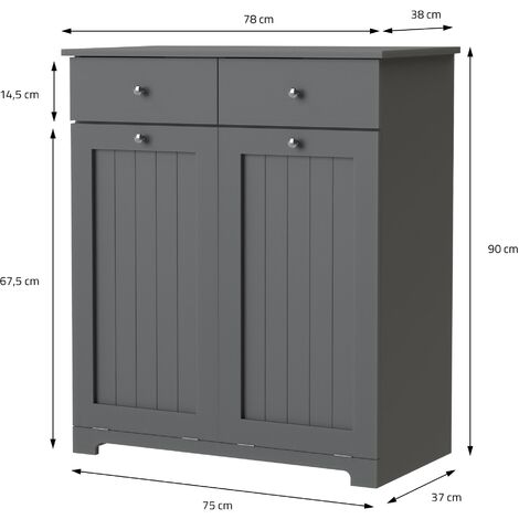 Armario para lavadora con 2 puertas y 2 compartimentos abiertos 187,5x63 cm  Gris oscuro ML-Design