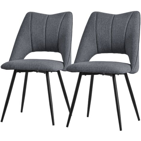 ML-Design Set 2x Sillas de Comedor Color Gris con Respaldo Asiento de Poliéster Tapizado con Patas de Metal Negro Sillónes Ergonómicos de Diseño Moderno para Mesa de Salón, Escritorio o Cocina (1/5)