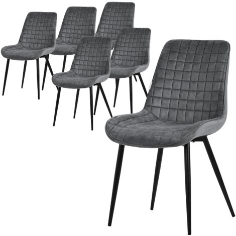 ML-Design Set 6x Sillas de Comedor Antracita con Respaldo, Asiento Ergonómico Acolchado Tapizado de Terciopelo con Patas de Metal Sillón de Diseño Moderno para Mesa de Salón, Escritorio o Cocina (1/5)