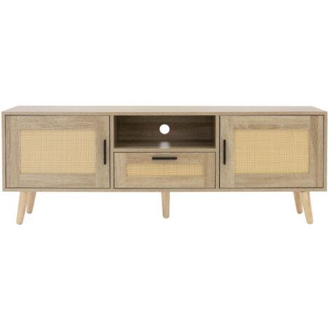 TV-meubel Live-edge acacia bruin 220 cm 6 deuren massief houten boomrand lowboard