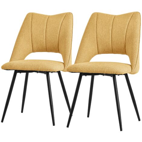 ML-Design Set 2x Sillas de Comedor Amarillo Mostaza con Respaldo Asiento de Poliéster Tapizado con Patas de Metal Negro Sillónes Ergonómicos de Diseño Moderno para Mesa de Salón, Escritorio o Cocina (1/5)