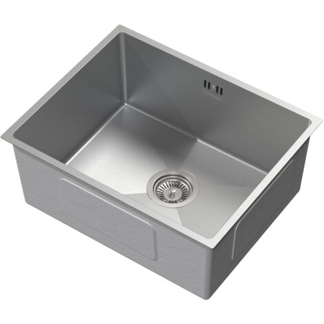 ML-Design Fregadero de Cocina de un Seno 50x40 cm Plateado Lavabo Rectangular Sobre Encimera o Enrasado con Juego de Desagüe y Rebosadero Cubeta de Acero Inoxidable Anti-condensación (1/5)