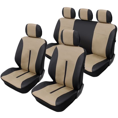 Funda del asiento set fundas para asientos coche ya referencias cobertor de asiento para cuero auténtico beige