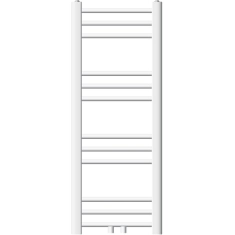ECD Germany Radiador de baño  - 300 x 800 mm - Blanco - Plano - Con conexión central - Radiator calentador y secador de toallas - Radiador calefactor de baño - Incluye kit de montaje - Estilo moderno