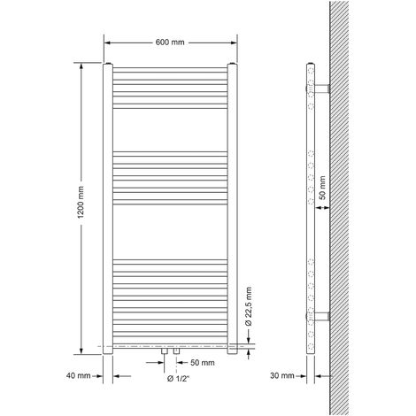 RADIADOR TOALLERO ELECTRICO VICTORIA 500x1200 CROMADO