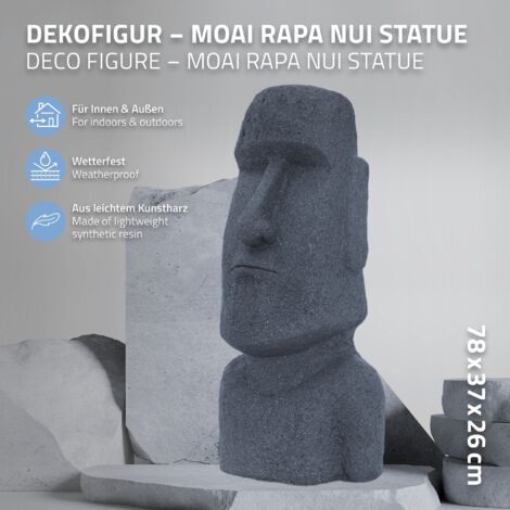 Estatua De Jardín Moai De La Isla De Pascua - Altura 78 Cm, Material Piedra Fundida, Color Gris - Hecho En Alemania