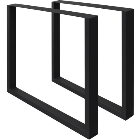 ECD Germany 2x Conjunto de Patas de Mesa Industriales Negro Pies de Escritorio Banqueta Modernos Estables 60 x 72 cm Marco Protección Soportes Perfiles de Acero Suelo para Cocina Oficina Comedor