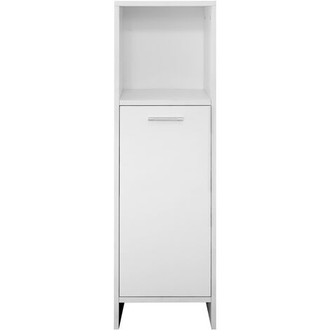 ML-Design Armario Alto de Baño 30x190x25 cm Blanco Mueble Tipo Columna  Estrecha Madera MDF Estantería para Superficie Moderno Multifuncional con 2  Puertas 6 Compartimentos y Espacio de Almacenamiento