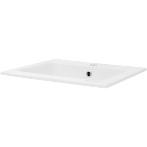 ML-Design Lavabo Encastrable Blanco 52,5 x 21 x 45 cm Cerámica Diseño Rectangular Lavamanos Encastrado Mueble Sanitario Baño Aseo Moderno Elegante Pila Común Con Rebosadero Orificio Para Grifo (1/5)