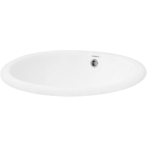 ML-Design Lavabo Encastrable, 49x19,5x40,5cm, Cerámica, Diseño Ovalado, Lavadero Brillante, Lavamanos para Mueble Sanitario Baño o Aseo, Moderno y Elegante, Pila Común sin Válvula de Desagüe (1/5)