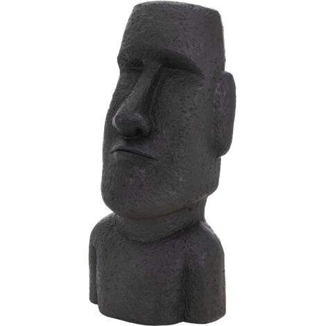 ECD Germany Estatua de la Cabeza de Moai Rapa Nui Tiki 56cm Altura, Hecha de Resina de Piedra Fundida Antracita Figura de la Isla de Pascua Resistente a la Intemperie Decorativa para el Hogar y Jardín