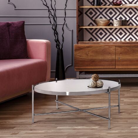 Mesa auxiliar redonda, mesa auxiliar de cristal con marco de metal, mesa  auxiliar pequeña con estilo moderno para espacios pequeños, sala de estar