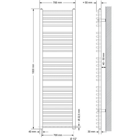 Ecd Germany Radiador El Ctrico De Ba O W X Mm Blanco