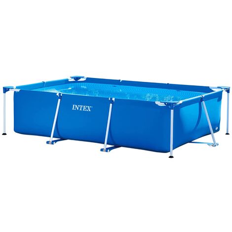 Intex 28271NP Piscina Desmontable 60x160x65 cm, 2.282 Litros Capacidad, Azul, rectangular, Alberca Infantil/Familiar, Estructura Metálica Rectangular, Desmontable Diversión en Agua para Jardín Patio