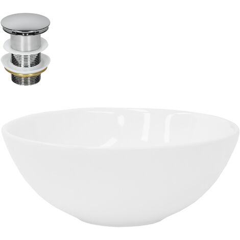 Lavabo Encastrable Cerámica 49x19,5x40,5 Cm - Diseño Ovalado Brillante, Sin Desagüe, Para Baño Moderno