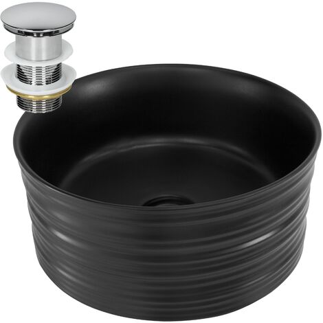 Lavabo Negro Cerámica Redondo Moderno Fregadero De Sobremesa | Maisons Du Monde