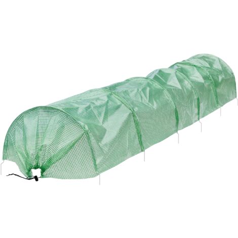 ECD Germany 2x Túnel para Cultivo 300 x 55 x 35 cm 3m Transparente Verde Malla PE 135 g/m² con 6 Alambres de Arco de Acero Ø 2mm Lámina de Invernadero Jardín de Protección para Plantas de Huerto