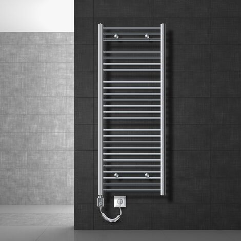 ECD Germany Radiador de baño - 750 x 1500 mm - blanco - recto- con conexión  central - Radiador toallero agua calefaccion - Calentador de baño -  Calefaccion de pared - No eléctrico 