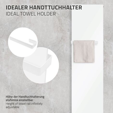 Radiador de baño 1600x452 mm Blanco con juego de conexión a la pared  ML-Design