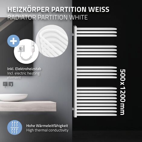 ERCOS Calienta toallas de baño Dimensiones 500x1200 MM Color del