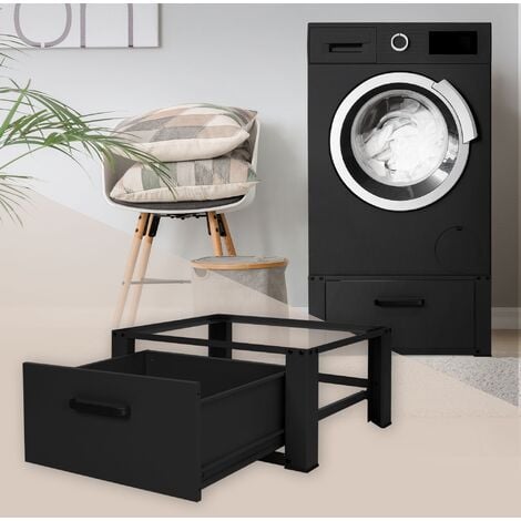 Pedestal para lavadora con estante extraíble Acero blanco ML-Design