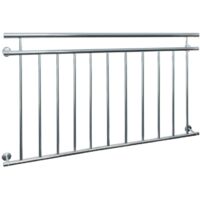 ECD Germany Barandilla de Balcón Estilo Francés 156x90 cm con 11 Barras Transversales de Acero Inoxidable Plateado Brillante Diseño Moderno y Resistente, Baranda de Terraza para Puerta o Ventana