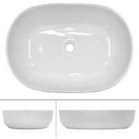 Lavabo de baño lavadero sobremesa fregadero encimera ceramico blanco 600x420 mm