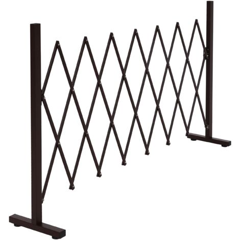 Alu Absperrgitter HHG-390, Scherengitter Schutzgitter Zaun, ausziehbar schwenkbar Stahl 103x31-200x31cm, braun