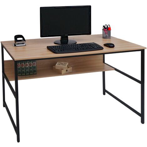 [NEUWERTIG] Schreibtisch McW-K80, Bürotisch Computertisch Arbeitstisch Ablage, Metall MDF 120x60cm natur