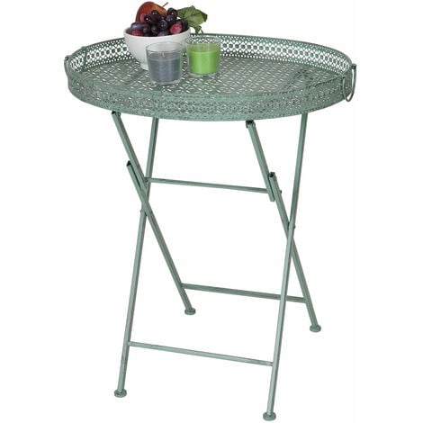 [NEUWERTIG] Klapptisch HHG876, Gartentisch, klappbar Metall antikgrün