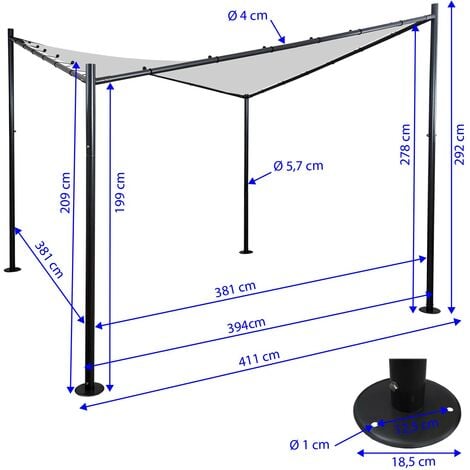 [NEUWERTIG] Pergola HHG-359, Garten Pavillon Sonnensegel, stabiles 6cm ...