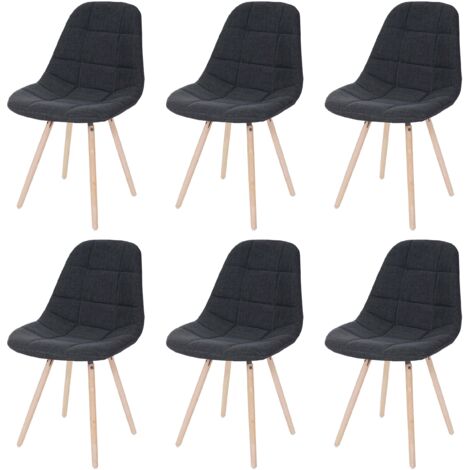 [NEUWERTIG] 6er-Set Esszimmerstuhl HHG-668 II, Stuhl Küchenstuhl, Retro 50er Jahre Design Stoff/Textil dunkelgrau (1/5)