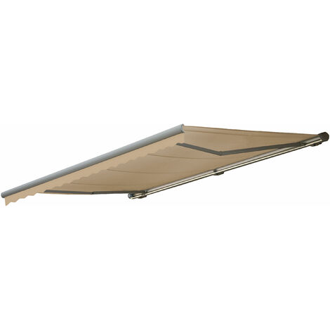 [NEUWERTIG] Elektrische Kassetten-Markise HHG-299, Vollkassette Volant 4x3m Polyester Creme, grau (1/5)