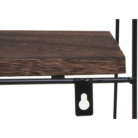 [NEUWERTIG] Wandregal HHG-612, Hängeregal Schweberegal Regal, 4 Regalböden Metall Massiv-Holz Industrial 45x45x11cm dunkelbraun