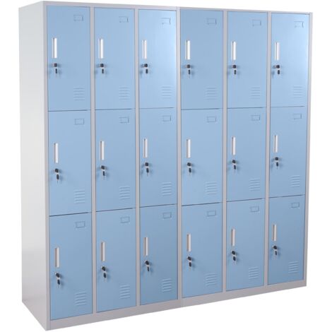 [NEUWERTIG] Schließfach Preston T829, Schließfachschrank Wertfachschrank Spind, Metall 9 Fächer, blau