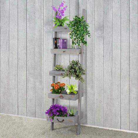 [NEUWERTIG] Regal Standregal Pflanzregal Blumenständer, 169x43x32cm, Shabby-Look, Vintage grau