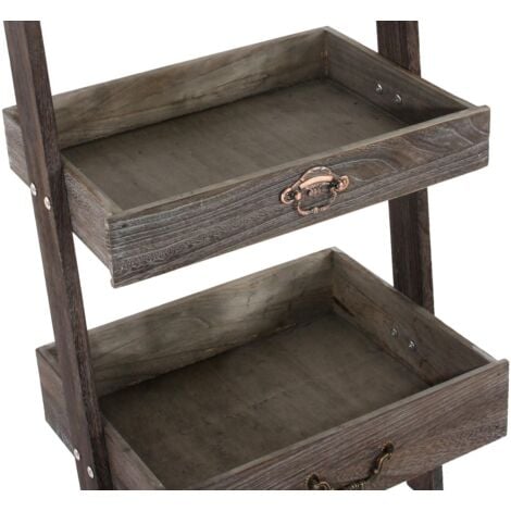 Shabby-Look Pflanzenregal 169cm - Vintage Blumenständer Aus Paulowniaholz Grau