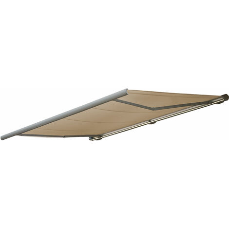 [NEUWERTIG] Elektrische Kassettenmarkise HHG-432, Markise Vollkassette 4x3m Polyester Creme, Rahmen grau