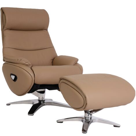 NEU Echt Leder Fernsehsessel Relaxfunktion Relaxsessel creme good -20%